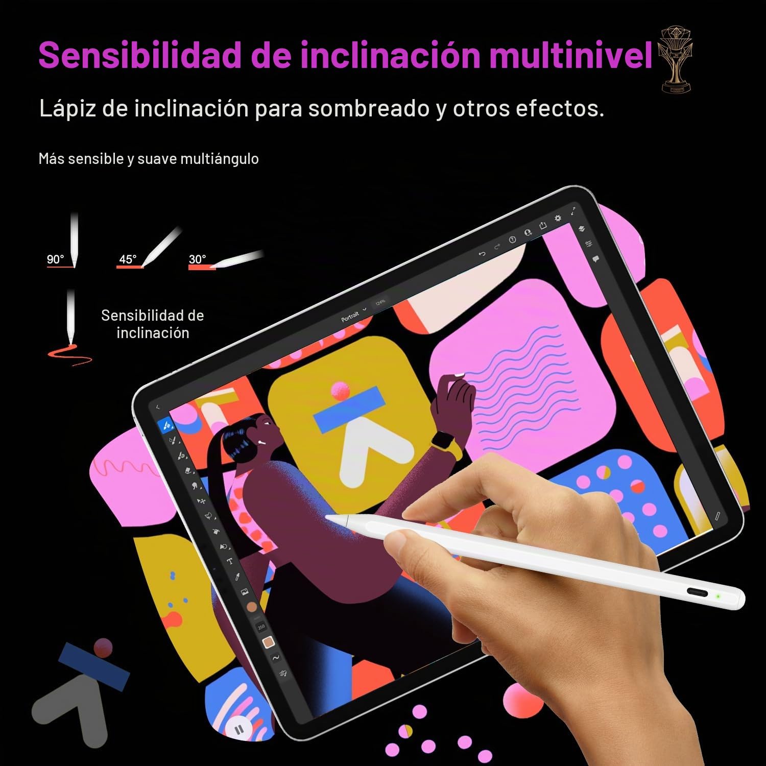 Carga Inalámbrica Magnética Lápiz para iPad 2018-2026, Pencil 2a generación para iPad con inclinación y rechazo de Palma, Pencil Pro para iPad Pro M4/Air M2 M3 Mini