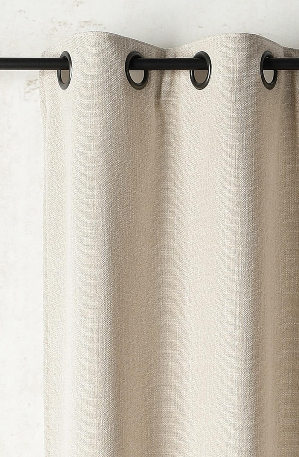 LINDER Rideau Isolant Thermique et obscurcissant - Style Naturel - Blanc Ivoire - Finition œillets Canon de Fusil - 140x240cm - 43% Laine 26% Polyester 13% Coton 18% Polyamide - Collection Mélolaine