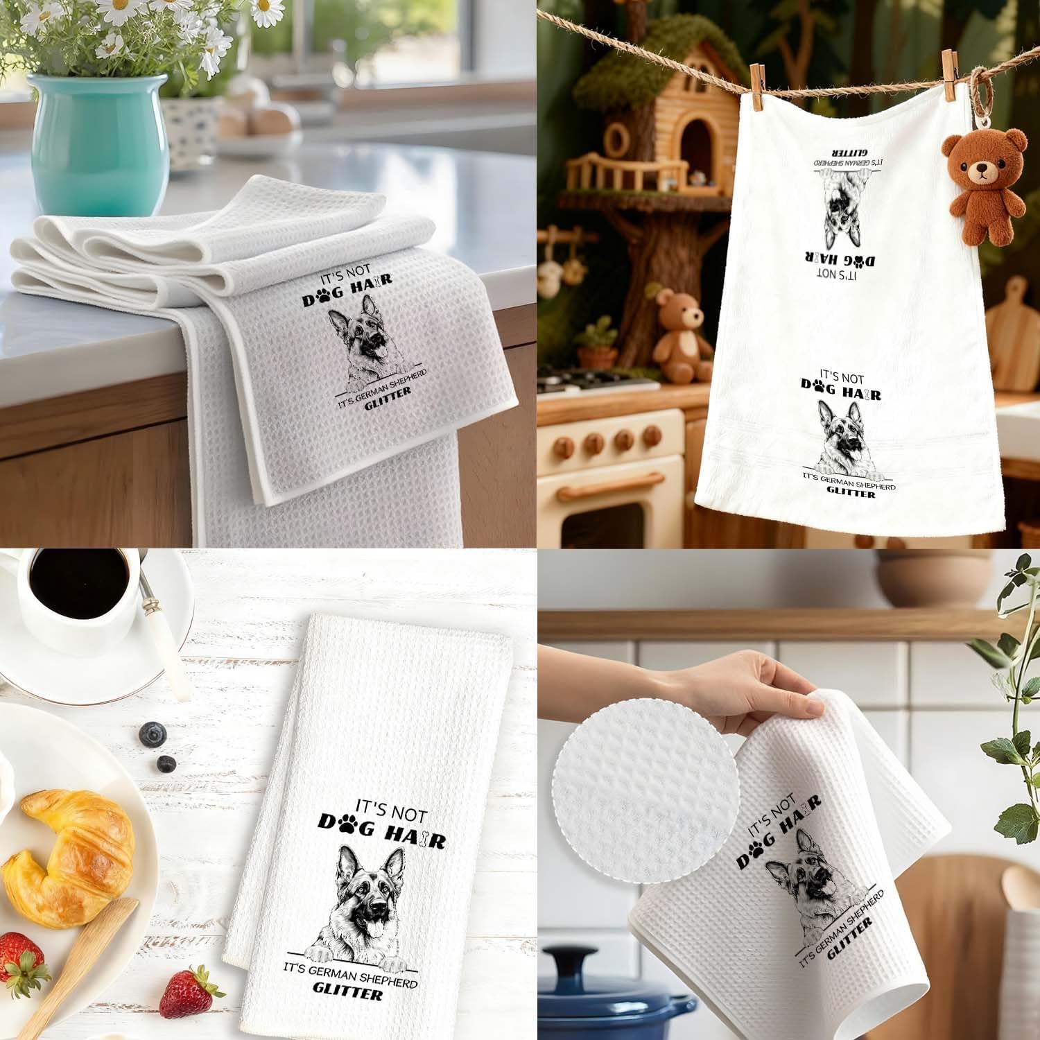Cute German Shepherd Bathroom Hand Towels,German Shepherd Gifts for Women Dog Lovers Decorative Hand Towels for Bathroom Washroom,Funny Dog Kitchen Dish Tea Towels,16x24 Inch - Image 5