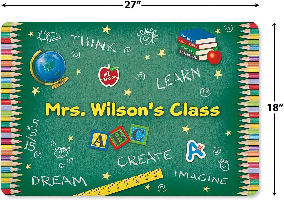 Lillian Vernon Personalized Teacher's Classroom Mat - 27" x 18" Non-Skid Rubber Back, Polyester Doormat, Gift for Teacher, Custom Welcome Mat