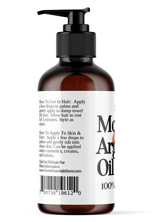 Premium Organic Moroccan Argan Oil | 8oz With Pump | Imported from Morocco | From Raw Unroasted Nuts | 100% Pure | Cold Pressed | Miracle Oil For Every Skin Condition, Hair, Nails, Anti-aging & More