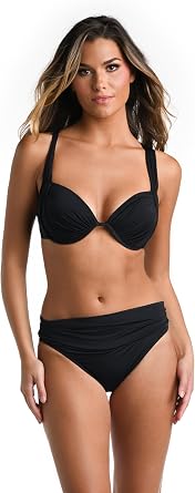 La Blanca Womens Island Goddess Underwire Draped Bikini Swimsuit Top