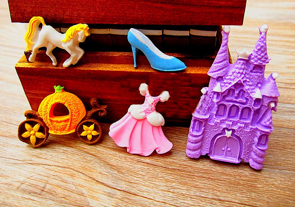 5Pcs/Set Cinderella Fondant Mold Fairy Tales Castle Pumpkin Carriage Princess Dress Crystal Shoes Silicone Chocolate Candy Mold Gum Paste Sugar Craft Cake Cupcake Decorating Tool Resin Clay Mould - Image 5
