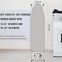Vista 2 de Funda y almohadilla para tabla de planchar de 15 x 54 pulgadas, funda estándar para tabla de planchar con borde elástico y cierres de velcro, fundas