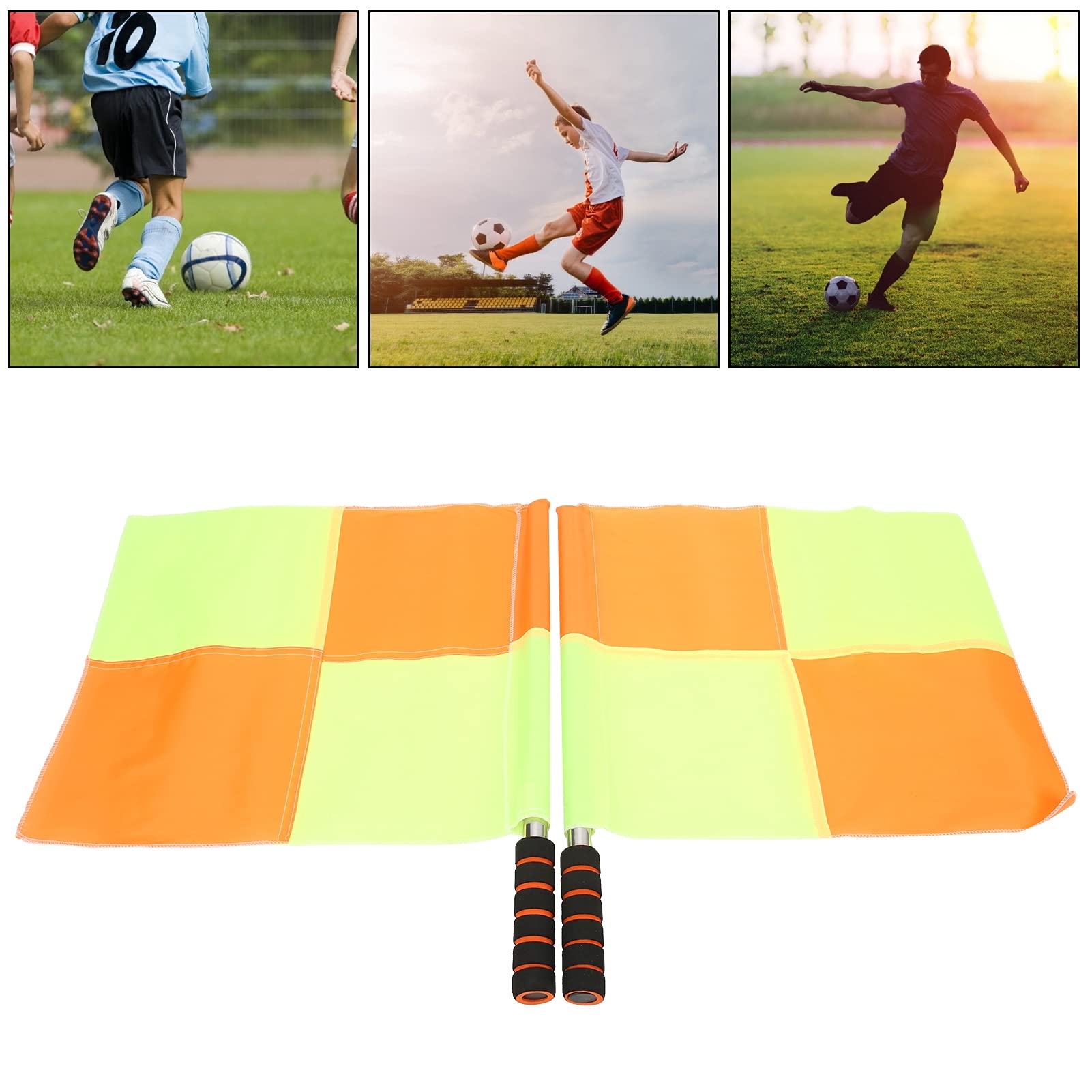 Leapiture Soccer Referee Flag Signal Flag Sports Match Football Linesman Flags Non Slip Sponge Handle with Bag