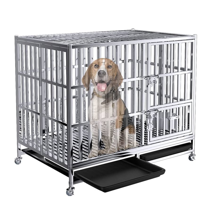 Amazon.co.jp: ペットケージ 大中型犬用 キャスター付き 金属製