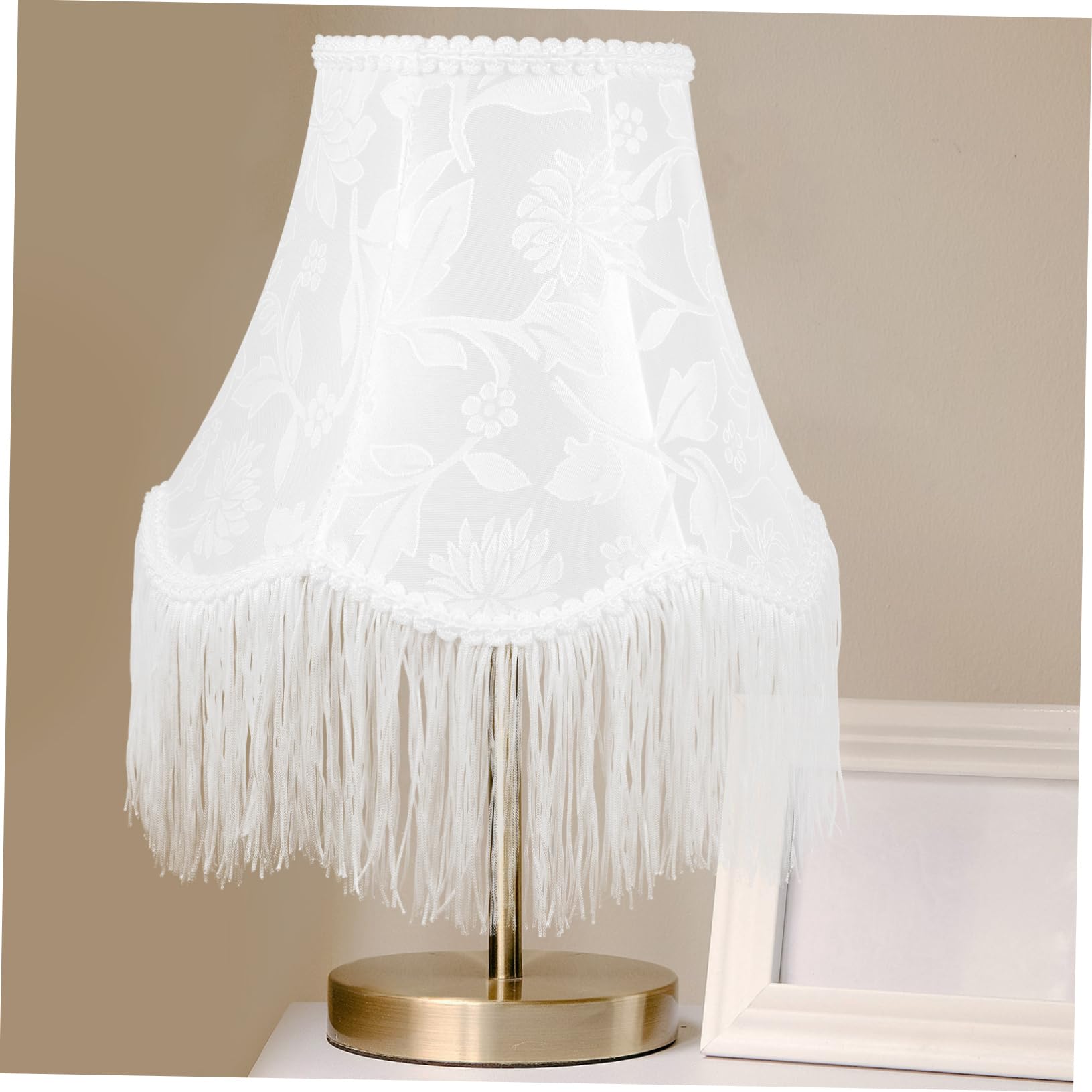 Paralume Frange Vintage Bianco in Stoffa e Metallo E27