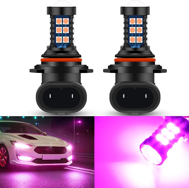 Lâmpadas LED GLOFE 9005 9006 HB3 HB4 H10 rosa/roxo para farol de neblina, DRL e luz de condução – 2 unidades
