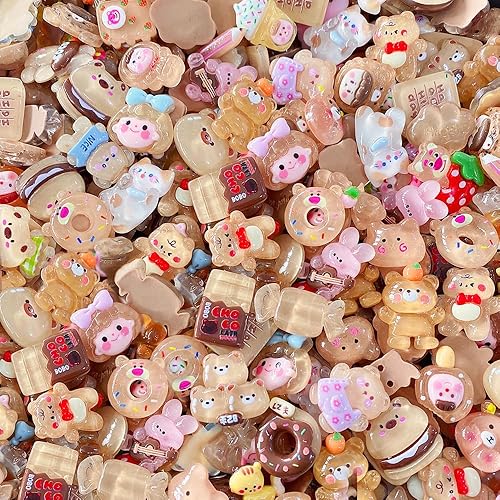 Miniatura 2 de 50 dijes de slime aleatorios a granel para hacer manualidades de resina, resina con parte trasera plana, suministros para hacer manualidades de