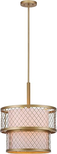 SAFAVIEH Lighting Collection Evie Farmhouse - Lámpara colgante ajustable de 17 pulgadas de diámetro, color dorado antiguo (bombillas LED incluidas)
