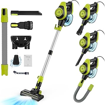 Intercleaner 23Ft Corded Vacuum Cleaner,2 Operation Mode Powerful Suction Stick,19-30 Adjustable Tube Handheld Vac for Hard Floors Carpets Pet Hair,Wall Mount Storage