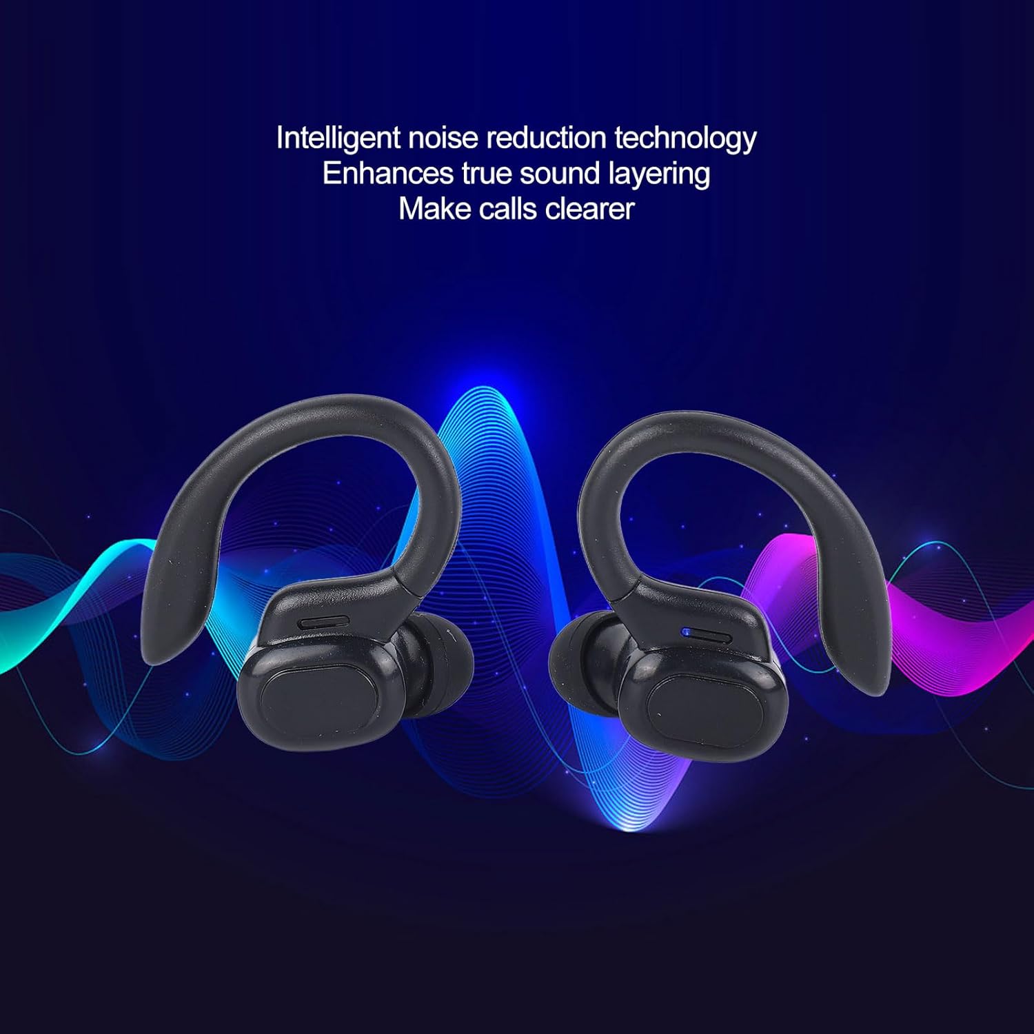 Bluetooth Earbuds, Smart Noise Cancellation 4D Stereo Surround Sound Sports Headphones, Earphone with Earhooks Data Cable, for Sport Running Workout Gym image 5 of 9 B0CYM64SFF