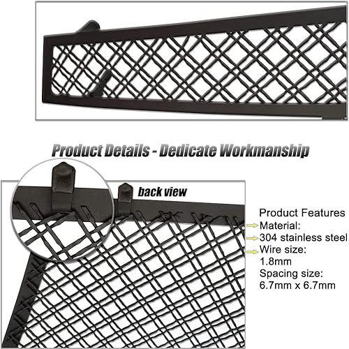 Miniatura 4 de Compatible con Cadillac CTS 2008-2013 y Cadillac CTS Coupe 2011-2013 Negro Acero inoxidable Doble Malla de Alambre Rejilla Inserto Combo