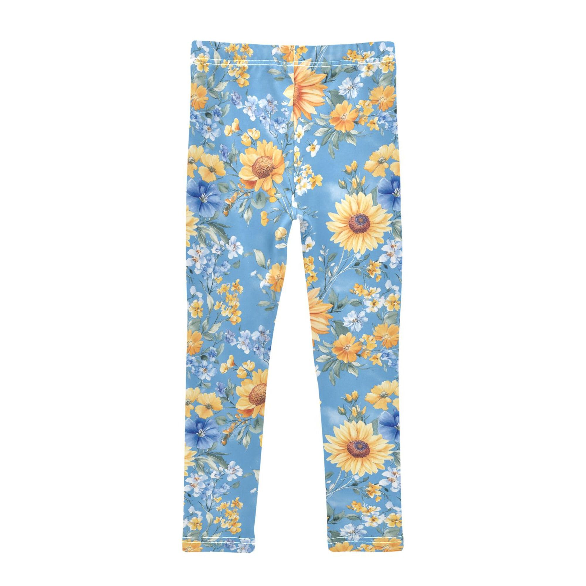 JUNZAN Fall Flowers Sunflower Snapdragon Blue Baby Girl Leg Warmers Leggings Soft Dance Leg Warmers Fall Winter Warmer 6T