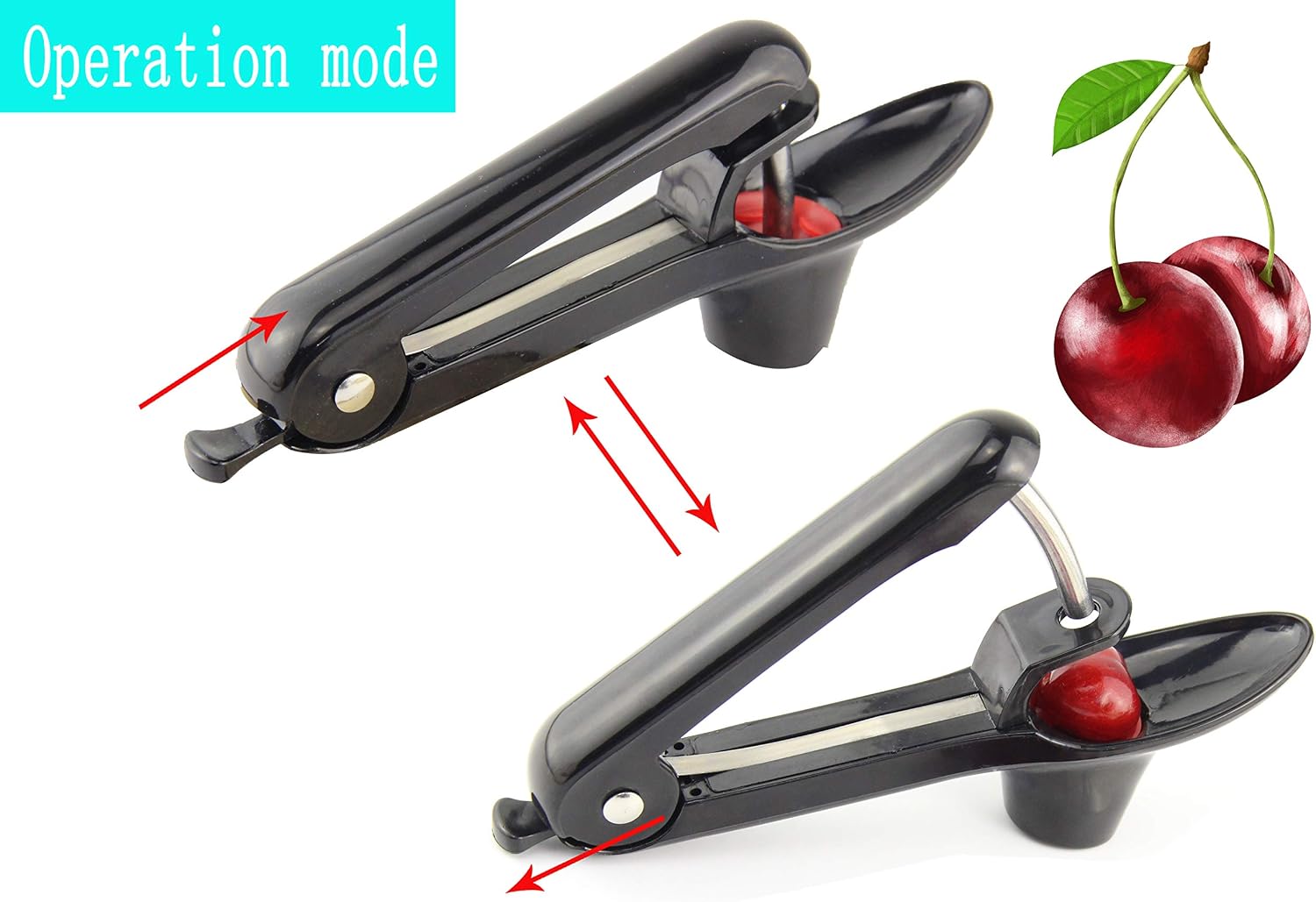 Cherry Pitter Tool, Heavy Duty Olive Pitter Tool,Cherry Stoner Pitter Core Remover, Portable Cherry Pitter kitchen aid with Space-Saving Lock Design - Black
