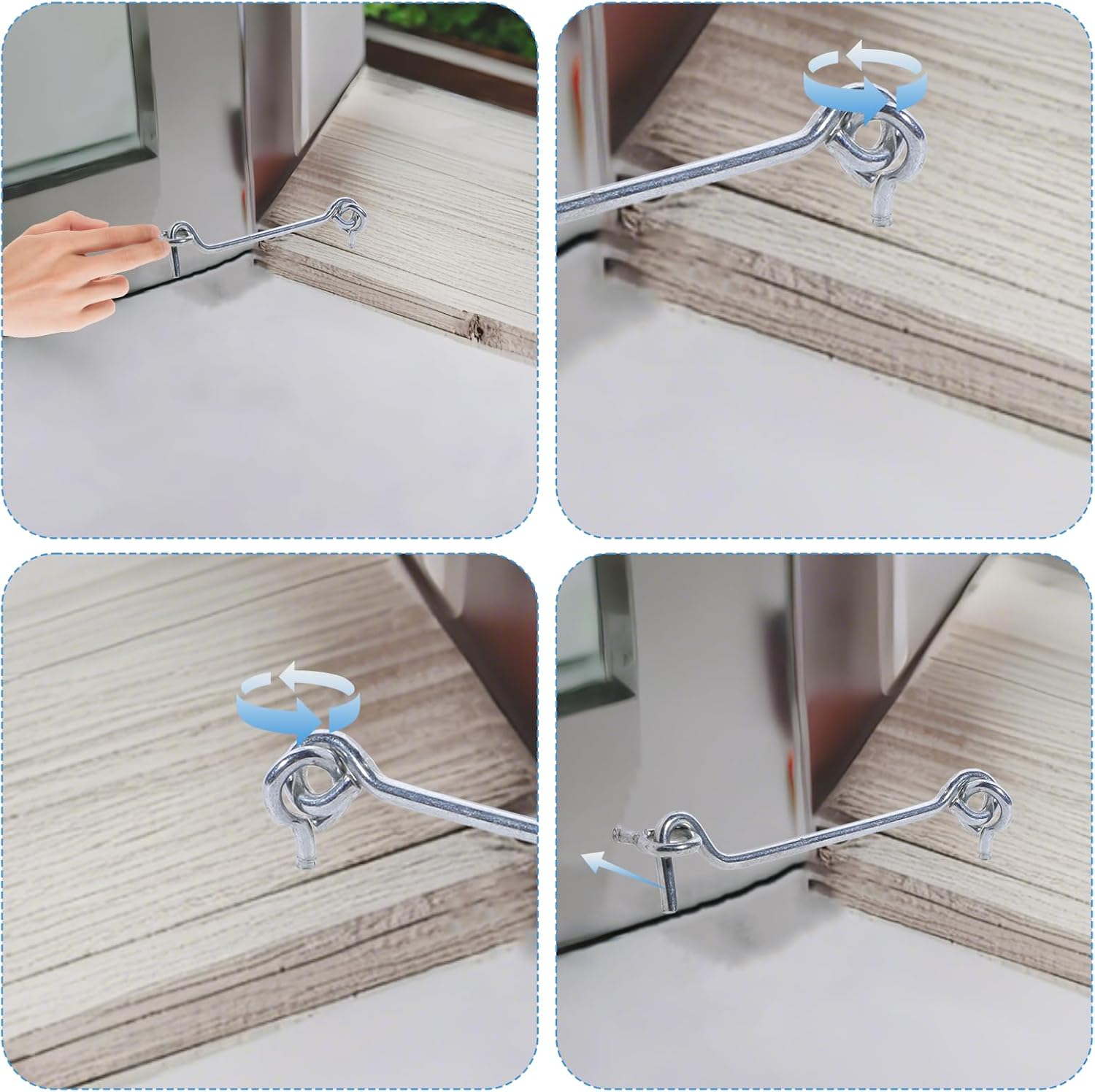 JJUNW 12Pcs Hook and Eye Latch for Door, 3 Inch Heavy Duty Zinc Plated Wire Gate Hook and Eye Latch, Cabin Hook Eye Latch with Mounting Screws, Latch Hook for Indoor and Outdoor Wood Door (7.5CM)