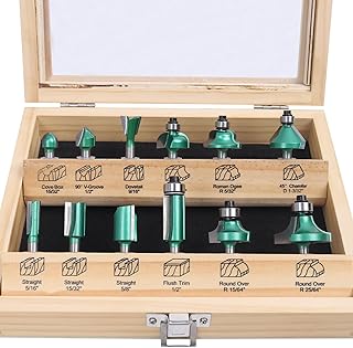 KOWOOD Pro Router Bits Sets of 12Z Pieces 1/4 Inch Shank, Professional Woodworking Tools (12Z 1/4 Shank)