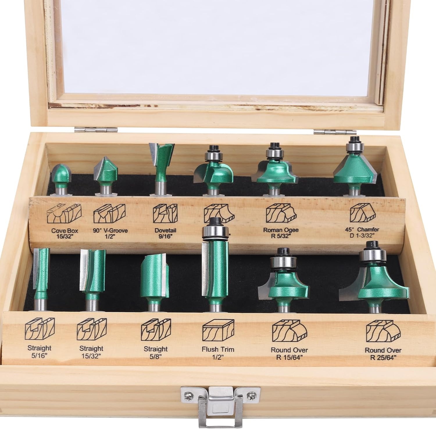 KOWOOD Pro Router Bits Sets of 12Z Pieces 1/4 Inch Shank, Professional