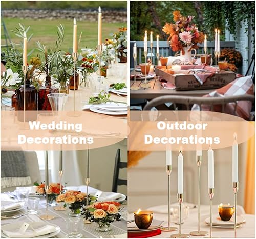 Miniatura 9 de Portavelas de oro francés de 3 piezas, soportes altos para candelabros, juego de candelabros cónicos de metal decorativo moderno, portavelas de