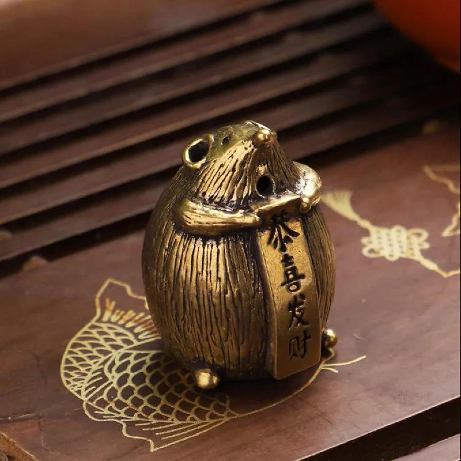 YNIYUJKL Brass Mini Statue Ornaments Brings Peace And Prosperity Decoration Figurine Antique Bronze Lucky Mouse Statue Bring Wealth Home Feng Shui Decoration Ornament Copper Zodiac Ani