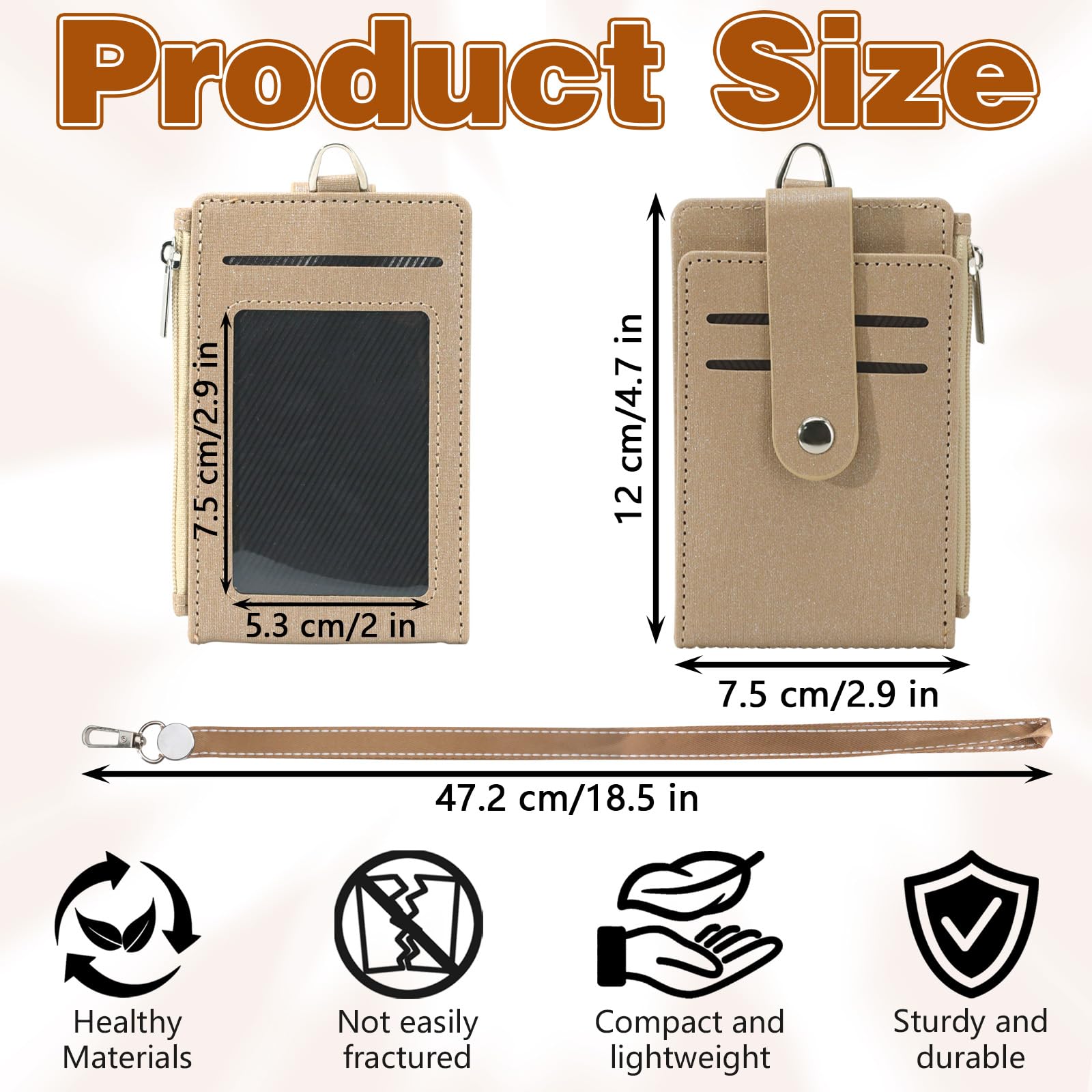 ID Badge Holder with Zip Pocket, Leather TD Card Holder with Lanyard - Image 2