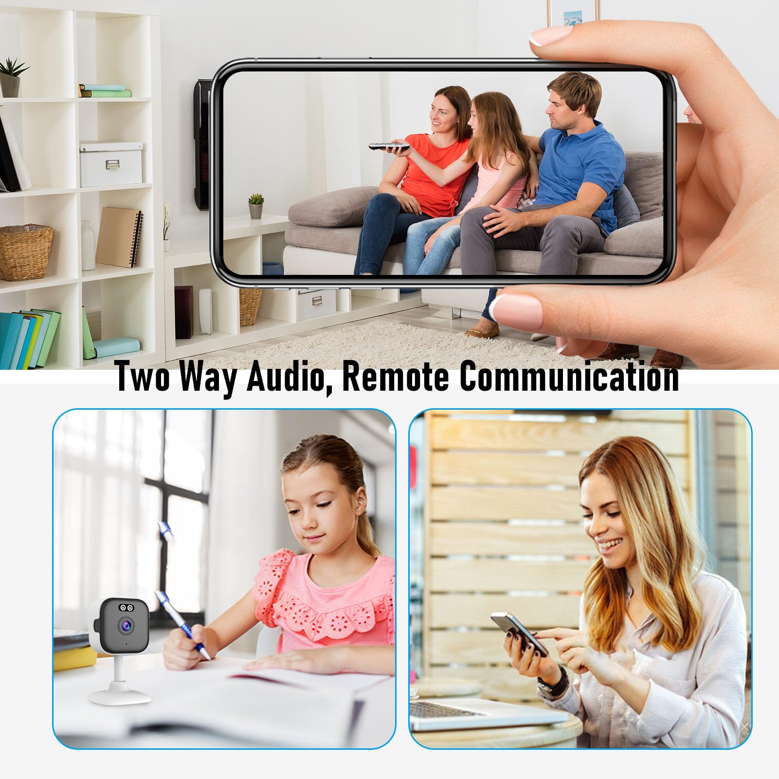 Tangxi Telecamere 2K per Sicurezza Domestica, Telecamera Interna per Cani, Gatti, Animali Domestici, Tata, Neonati, Anziani, App per Telefono, Videocamera HD da 3 MP con WiFi Dual Band