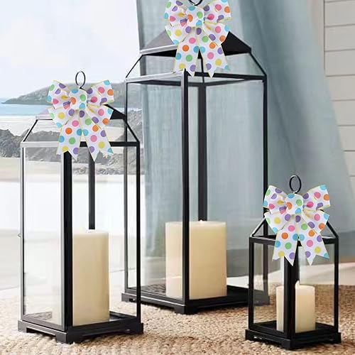 Miniatura 193 de 2 lazos de arpillera de Navidad, hechos a mano, prefabricados para coronas, adornos decorativos grandes de Navidad, decoración de árbol, lazos