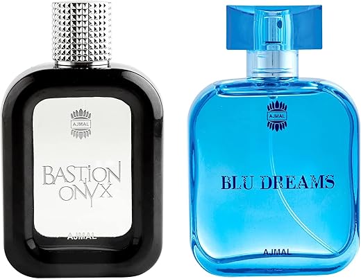 Ajmal Bastion Onyx Eau De Perfume 100ML Long Lasting Scent Spray Perfume Gift For Men & Ajmal Blu Dreams EDP Fougere Perfume for Men Combo