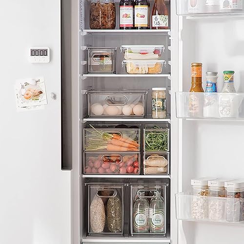 Miniatura 2 de Mano Cajón de nevera extraíble con asa organizador de cajones de refrigerador transparente caja de almacenamiento de alimentos con divisores