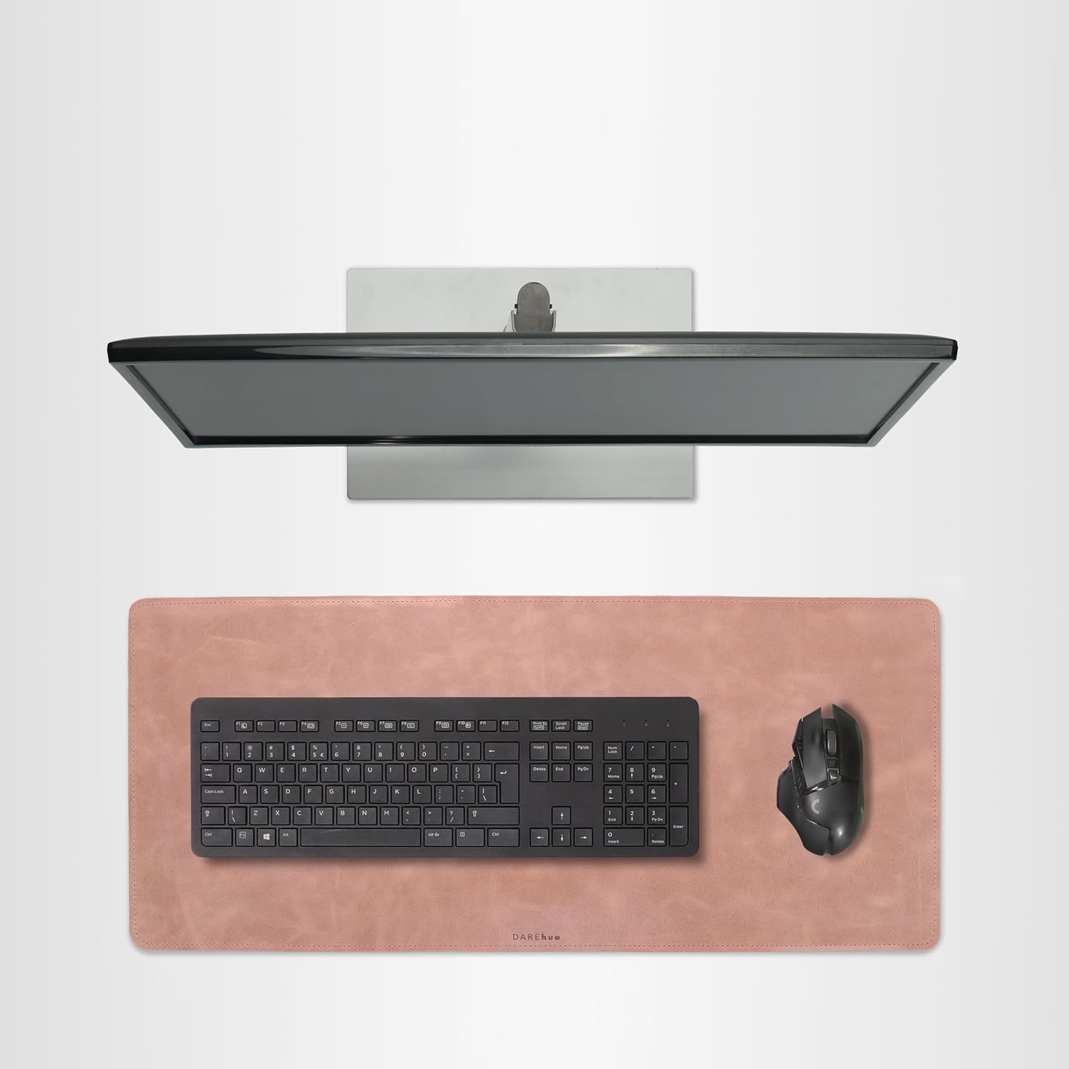 Full-Grain Leather Desk Pad – Rose Pink (L) - Premium Desk Mat with Non-Slip Backing, Thick 3mm, Office Desk Protector for Work & Gaming (Large 27.6 x 11.8 inch) – DAREhue