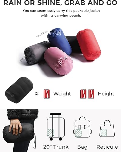 Vista 4 de Wantdo - Chaqueta de plumón con capucha para mujer, corta, ultraligera y plegable