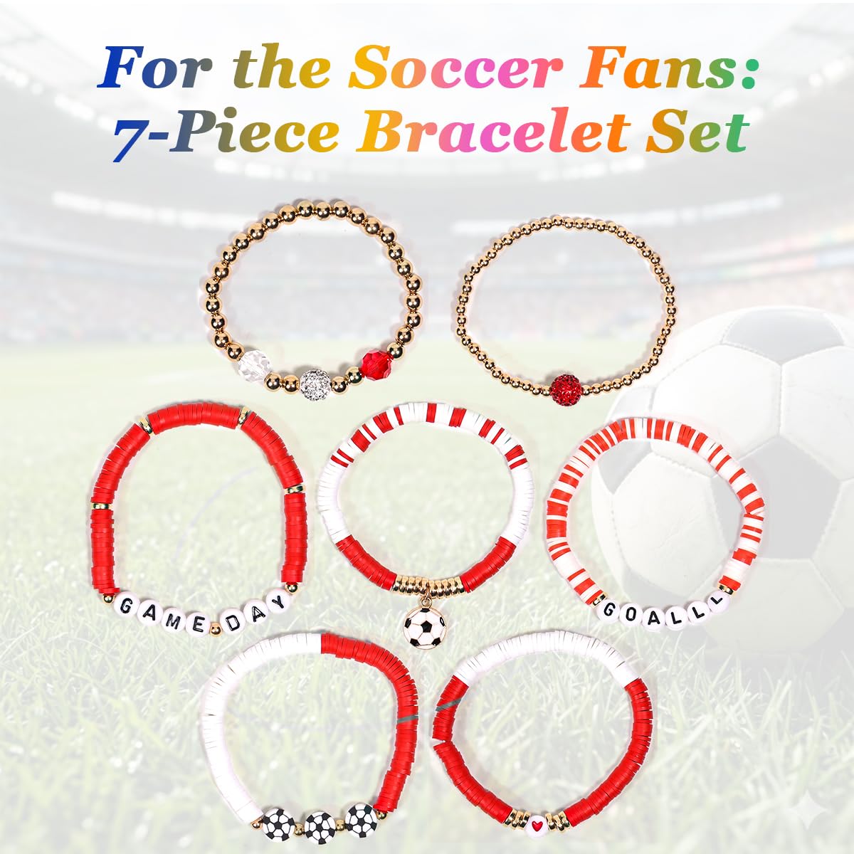 AICase Soccer Bracelets for FIFA World Cup 2026 Gifts, Game Day Canada Soccer Fan Merch Bracelet Gear Merchandise Jersey Outfits Jewelry Accessories for Women Men Soccer Moms Party Favors Birthday - 2