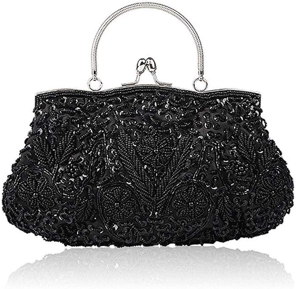 Noble Beaded Sequin Flower Evening Purse Large Clutch Bag Handbag for Women