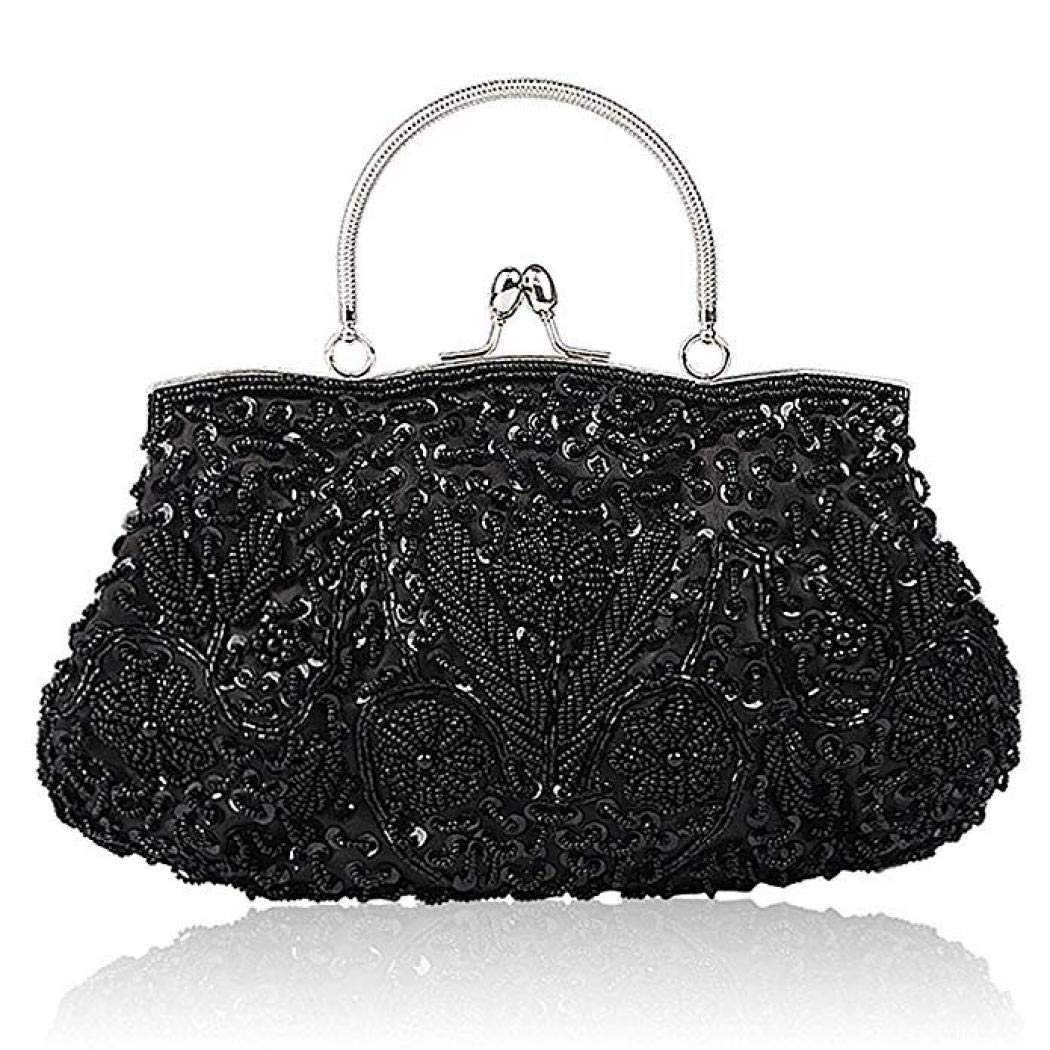 Gets Noble Beaded Sequin Flower Evening Purse Large Clutch Bag Handbag for Women