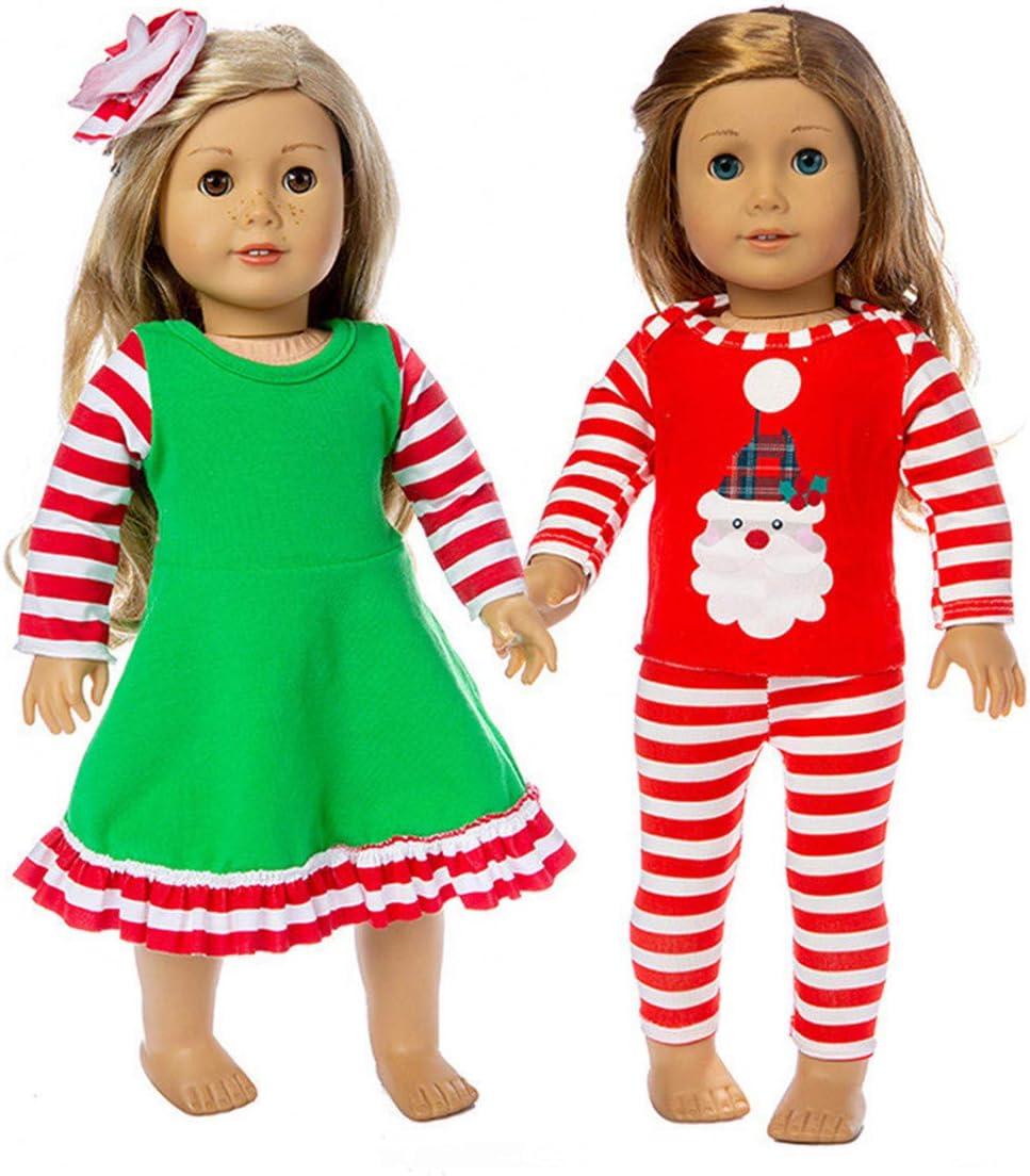 3 pcs Set Christmas Clothes Dress Pajamas Outfits for 14-18 inch Kids Doll Toys Accessories Clothing