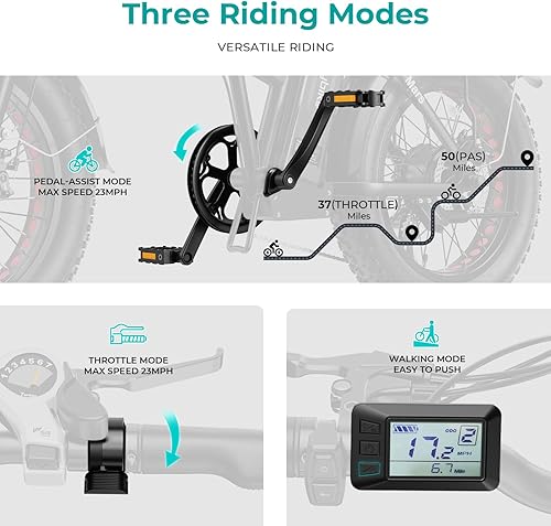Miniatura 4 de Heybike Mars - Bicicleta eléctrica plegable de 20 x 40 pulgadas con motor de 500 W batería extraíble de 48 V 125 Ah y amortiguador doble para adultos