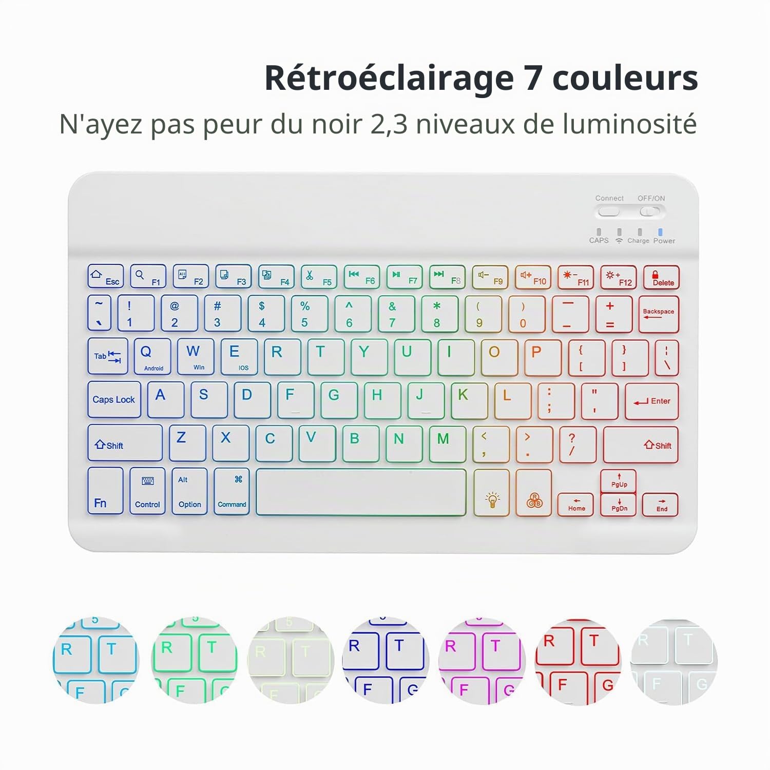 Kit clavier et souris Bluetooth pour tablette Samsung Galaxy Tab S7 S8S9 S9FE 11 avec fente pour stylo Clavier Bluetooth rétroéclairé coloré + souris + étui de protection