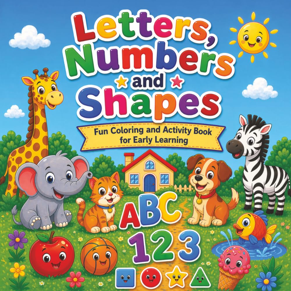 Letters, Numbers and Shapes: Fun Coloring and Activity Book for early Learning