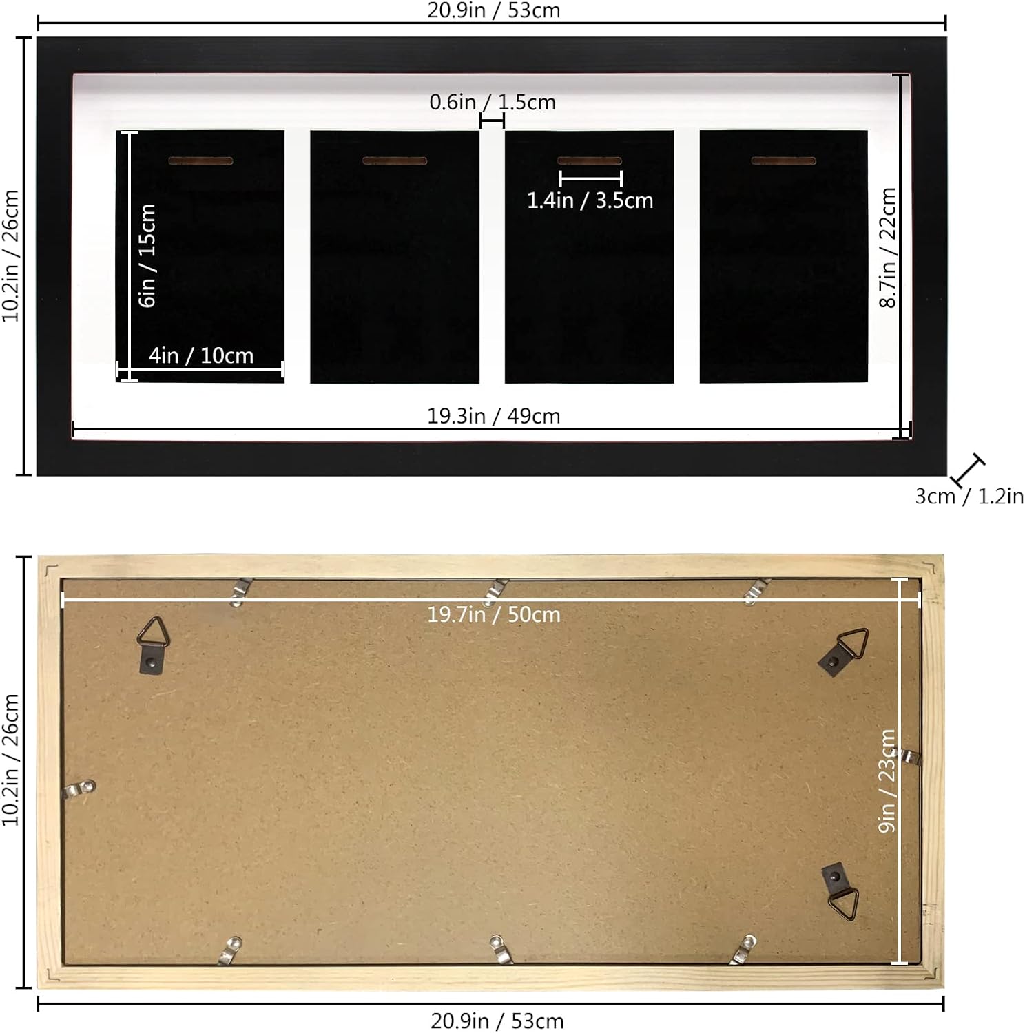 20" Medal Display Frame, Black Medal Display Case for 4 Medals, 3D Medal Shadow Box for Runners Marathon Triathlon Soccer Gymnastics All Sports Medals Award Insignia - Large