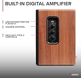 Audizio KS01B - Altoparlanti attivi da scaffale Bluetooth, set audio domestico HiFi da 120 W, finitura in legno, ingressi ottici e RCA, riproduzione USB, telecomando wireless, controlli bassi e alti - 7