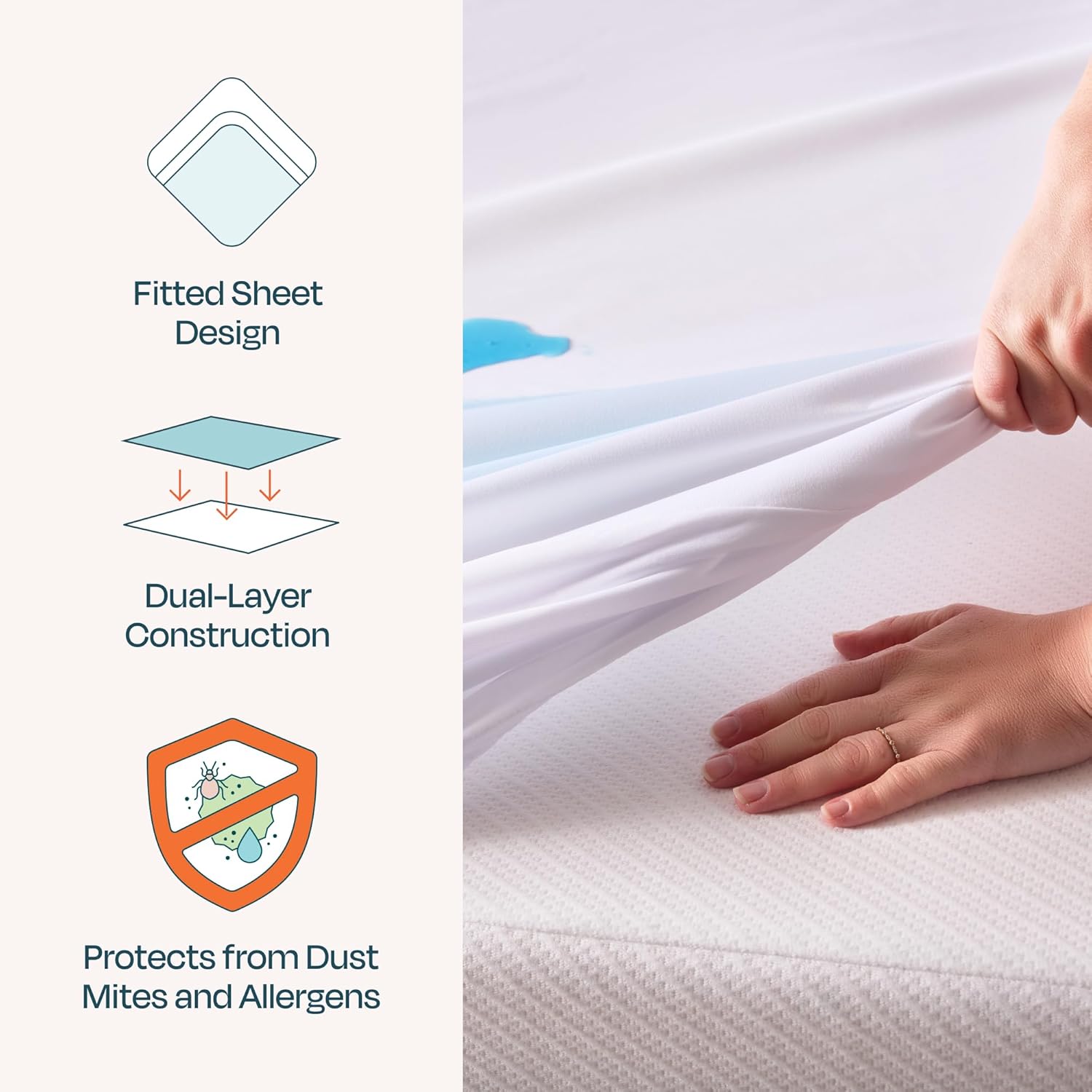 Linenspa 5-Sided Waterproof Mattress Protector – Breathable, Fitted Sheet Style, Machine Washable – Full Size Mattress Protector, White - Image 3