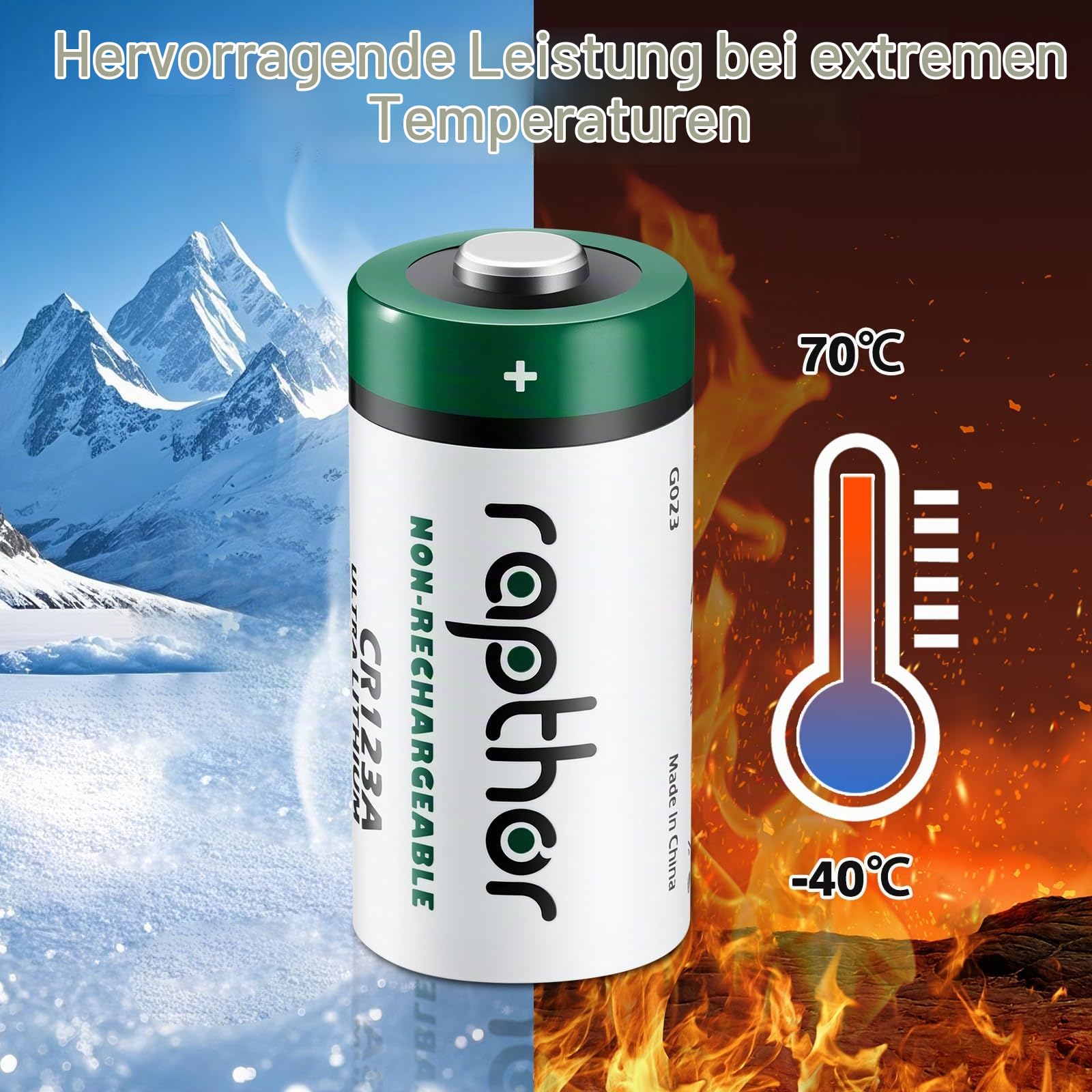 Rapthor CR123A 3V 1650mAh Lithium-Batterien 40 Stück, Ersatz für CR123 CR123A CR17345, für Taschenlampen, Kameras, Blitzgeräte, Rauchmelder, Sicherheits- und Smart-Home Geräte, Nicht wiederaufladbar