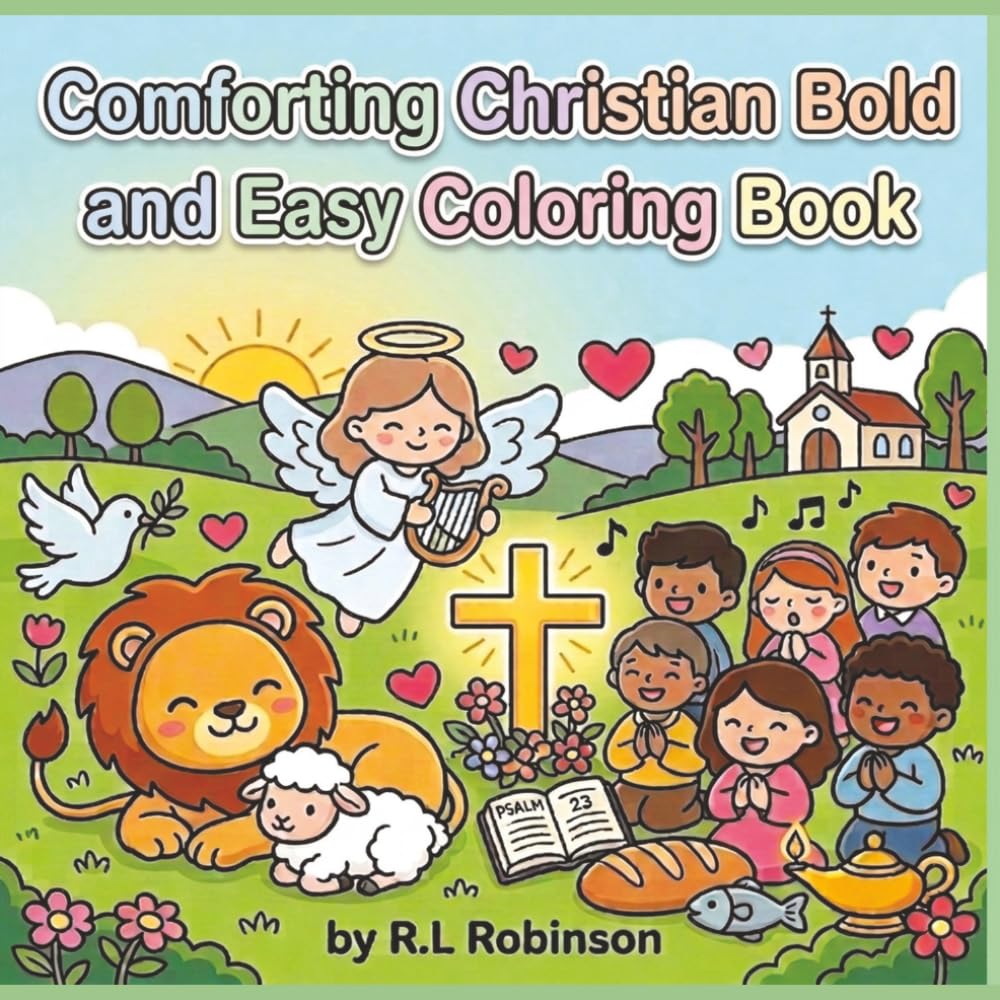 Comforting Christian Bold and Easy Coloring Book: Simple and Relaxing Bible Verse Coloring Pages with Uplifting Scripture, Cute Faith-Inspired Scenes, ... for Adults, Kids, and Seniors | Perfect Gift