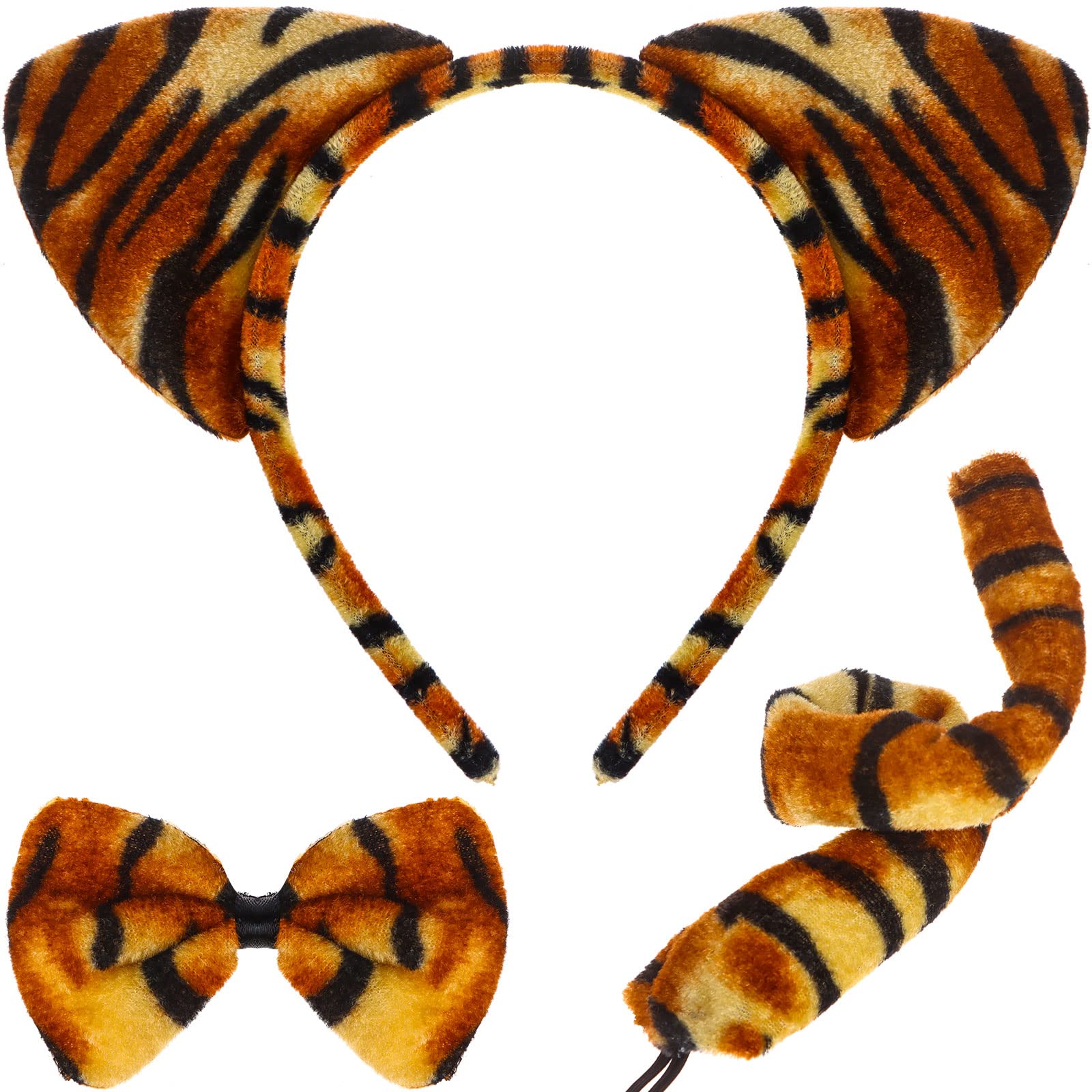 Bofeiya Frog Costume Set Animal Fancy Dress Costume Kit Frog Ear Headband Bow Tie Tail for Girls Halloween Cosplay Party Dress Up (Tiger)