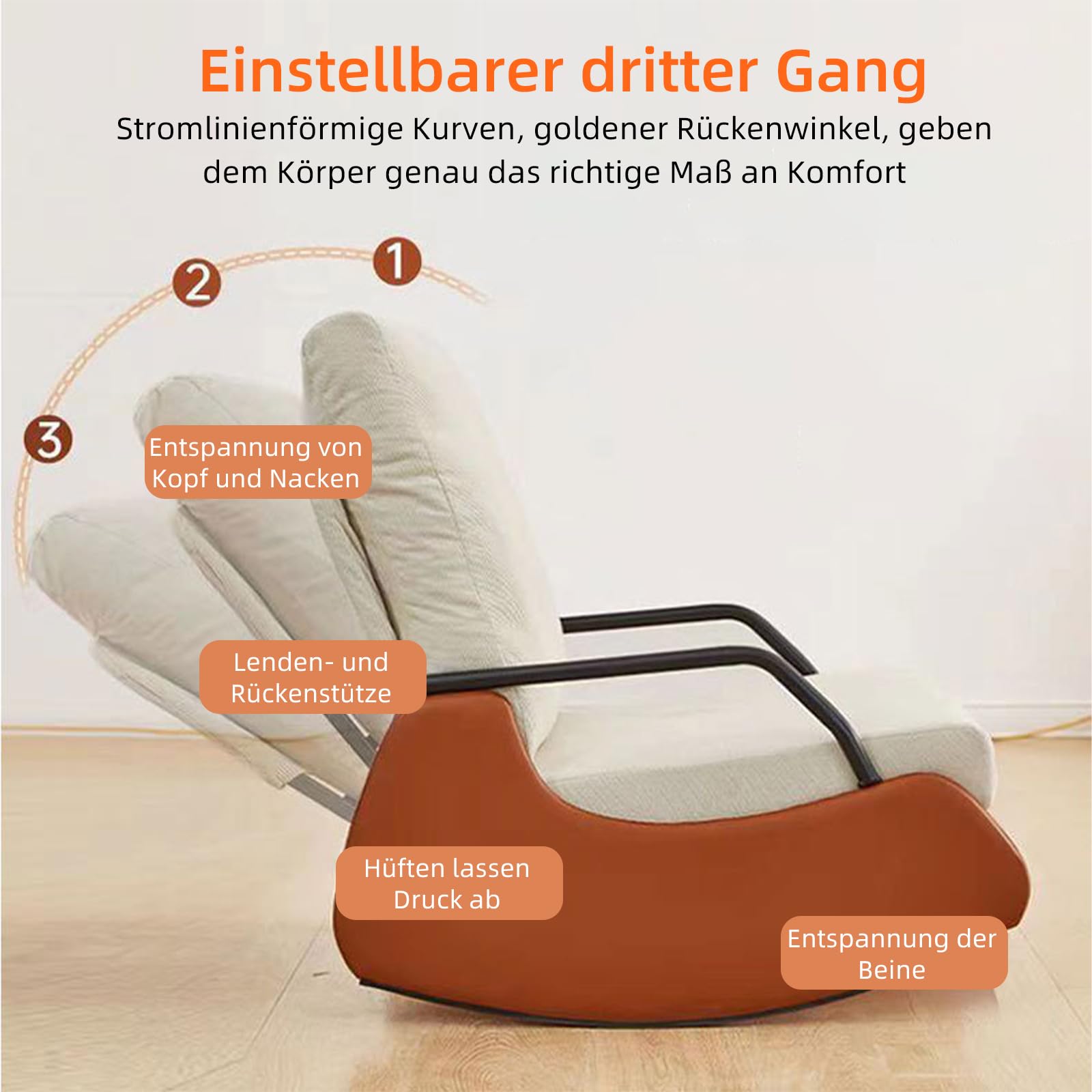 TWSOUL Schaukelstuhl, Lesesessel Bequem, Wohnzimmersessel mit 3-Fach Verstellbare Rückenlehne, Relaxsessel mit Dehnbare Fußstütze, Schaukelsessel für Schlafzimmer Wohnzimmer