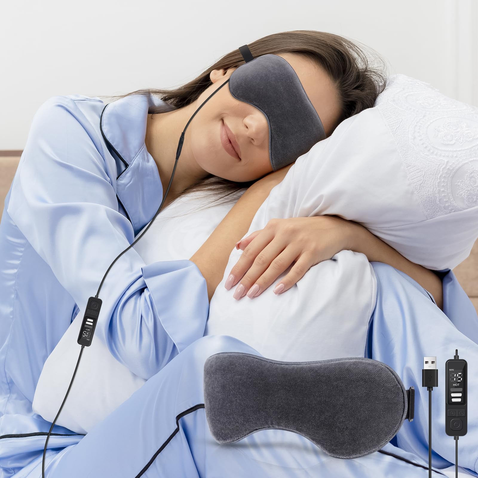 Heated Eye Mask for Dry Eyes-Warm Eye Compress Mask-USB Electric Eye Heating Pad with Temperature & Timer Control-Dry Eye Mask for Blepharitis Sinus Migraine Stye MGD Puffiness