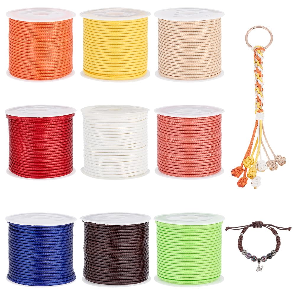 Amazon.co.jp: PH PandaHall 蝋引き紐 9巻 ビーズ紐 幅1.5mm ワックス