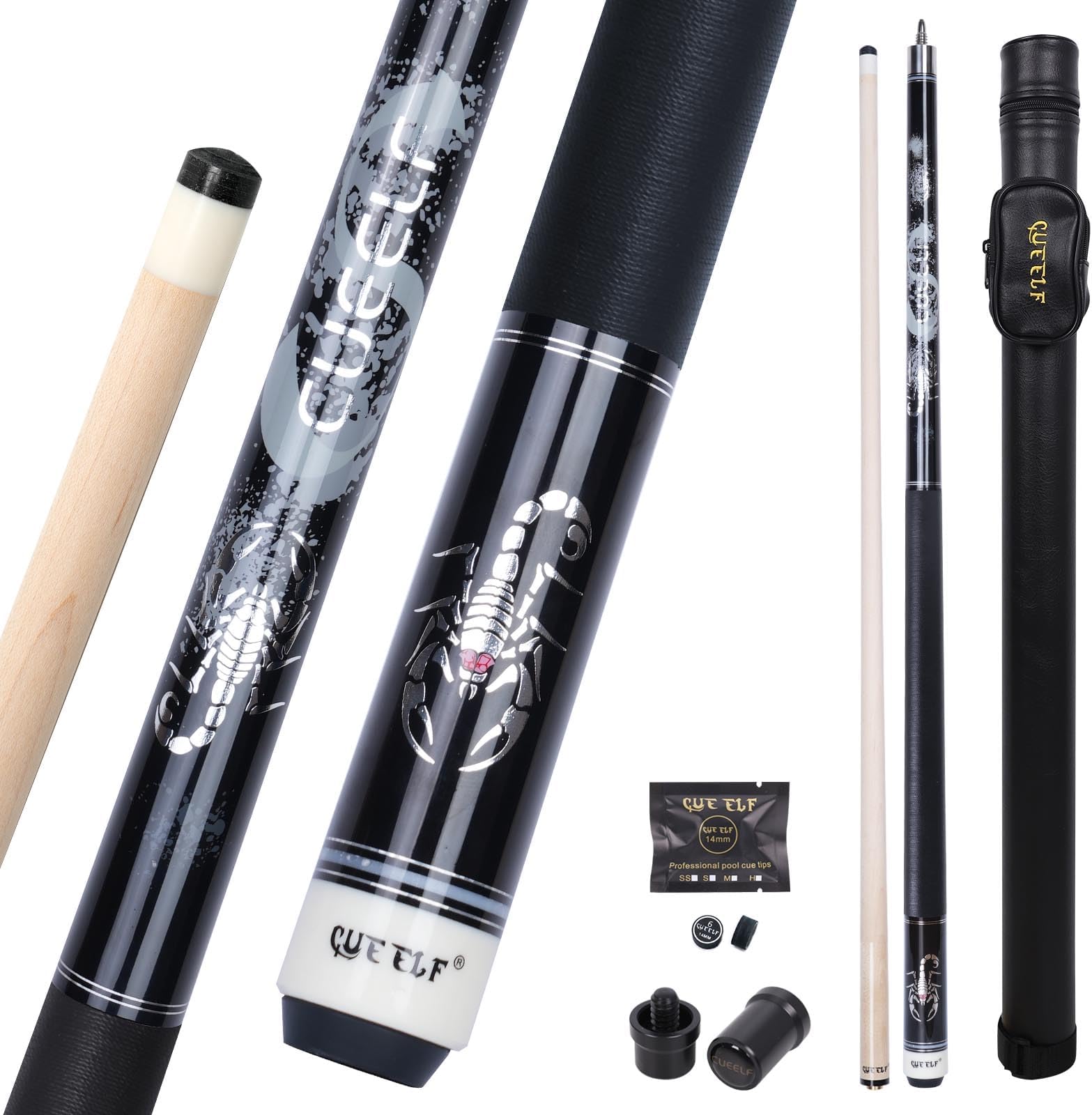 CUEELF Scorpion Pool Cue Pro Taper Low Deflection Shaft 12.5mm Tip