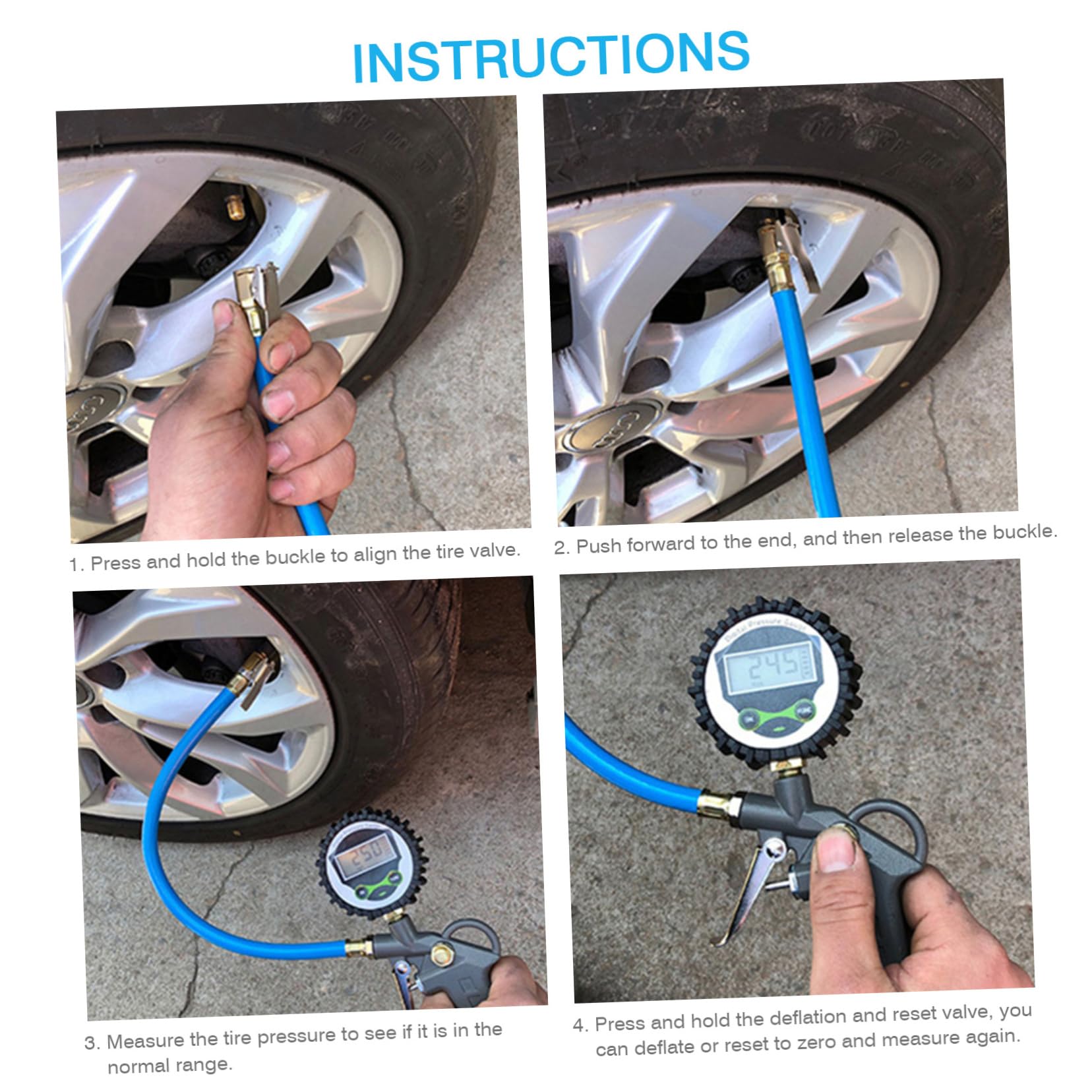 Mikinona Manomètre de Pression des Pneus Outil Portable de Mesure Pression des Pneus pour Voiture Alliage D'aluminium Léger Affichage Numérique Précis