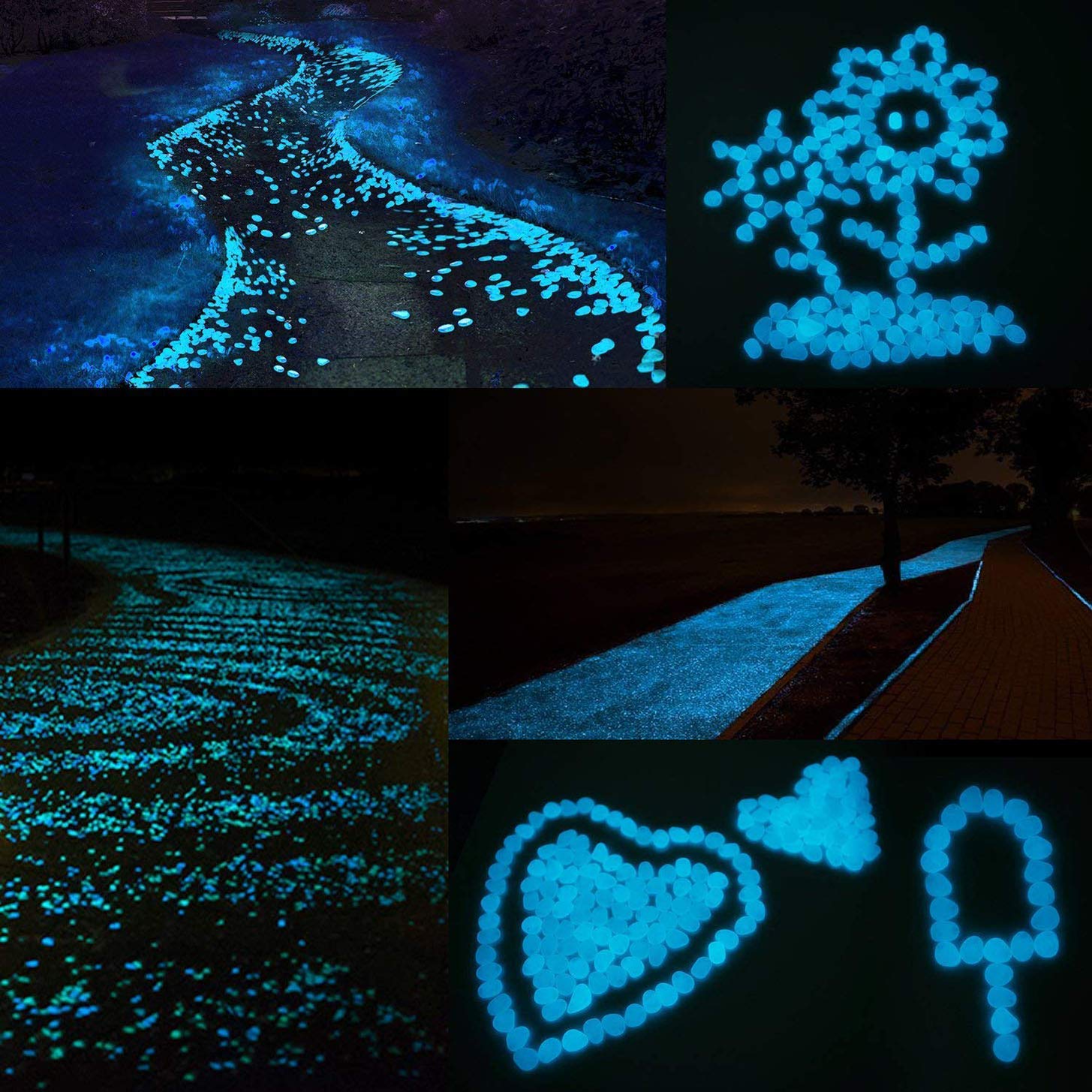 Pietre Luminosi, Ciottoli Luminosi per Passerelle, Decorazione per Esterni, Acquario Serbatoio di Pesce (200 Pezzi)